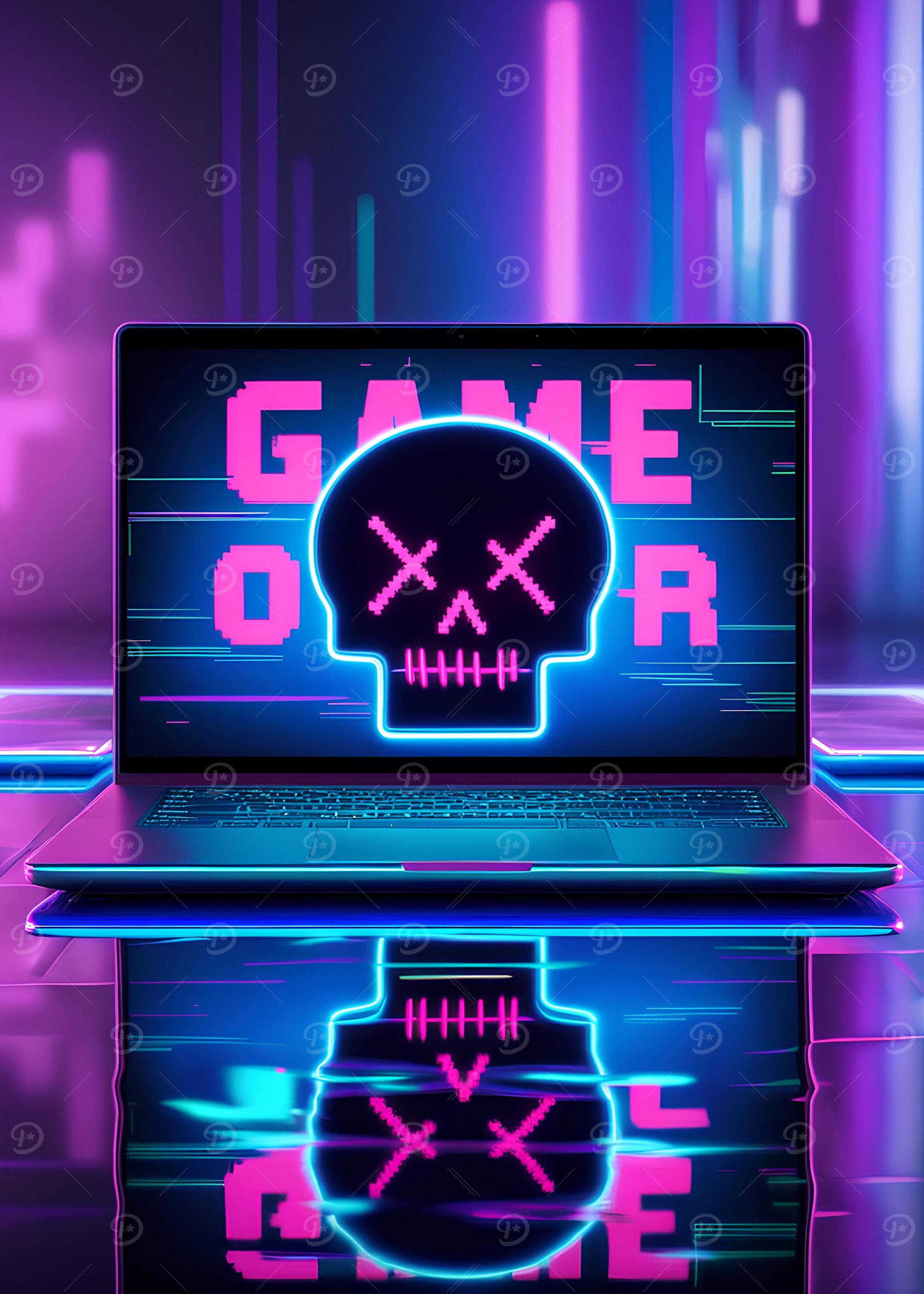 Game Over Skull Neon