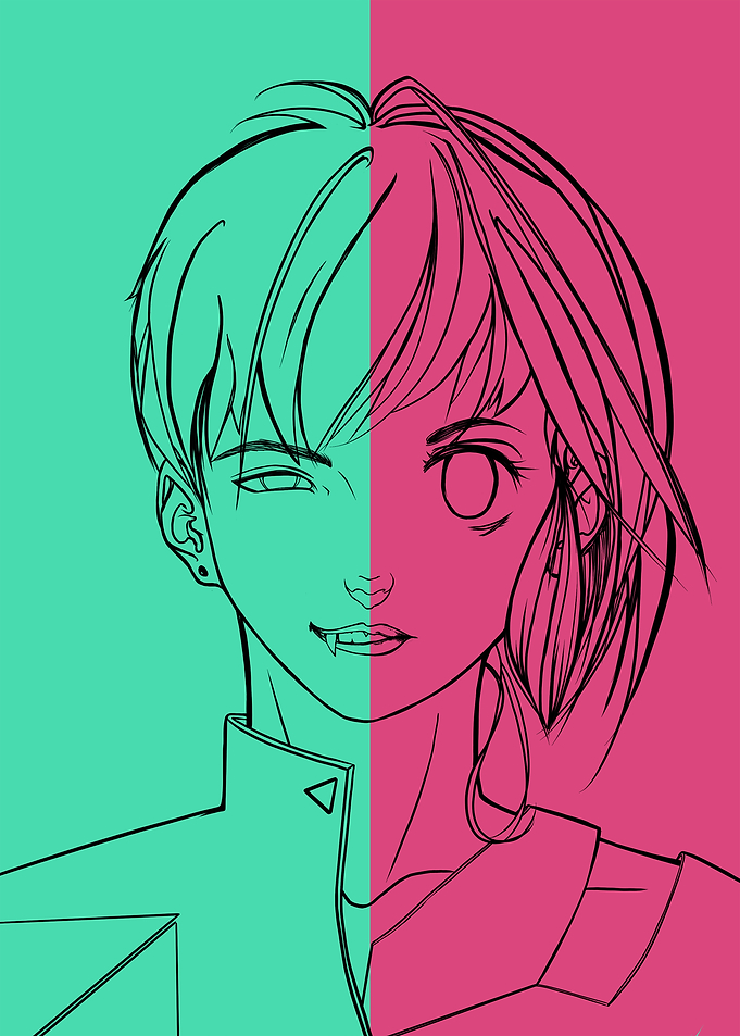 Anime Couple Line Art