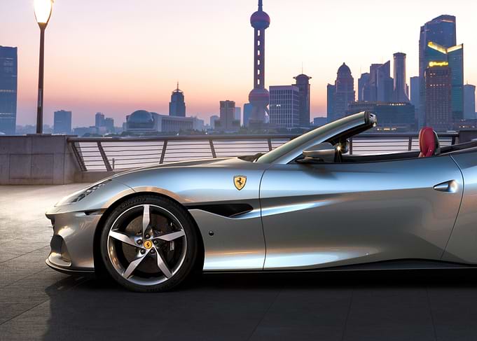Ferrari Convertible in Cityscape