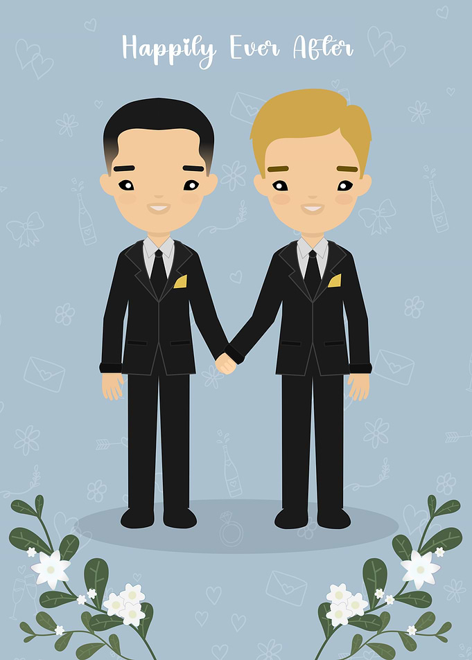 Cute Gay Wedding Illustration