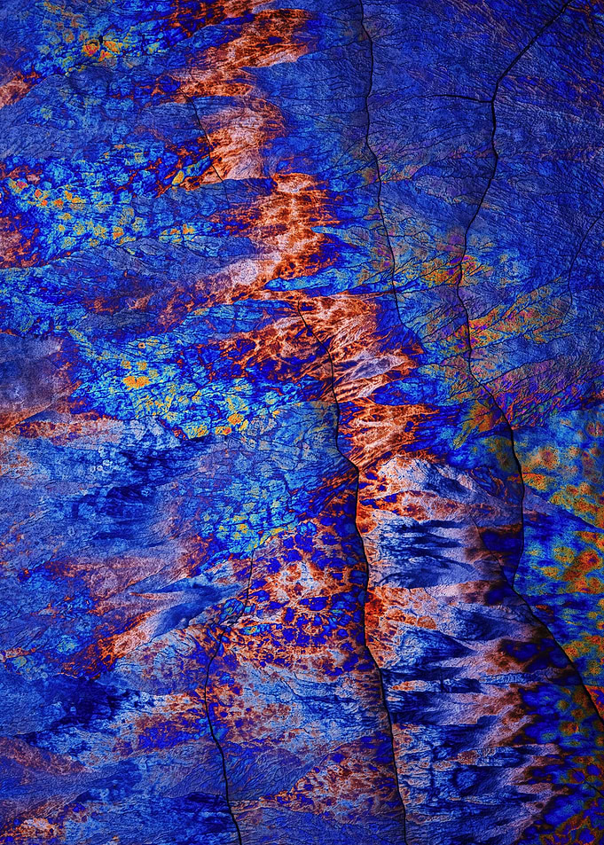 Abstract Blue and Orange Crystal Pattern