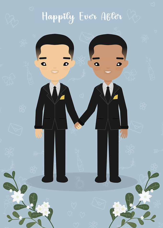 Cute Gay Wedding Illustration