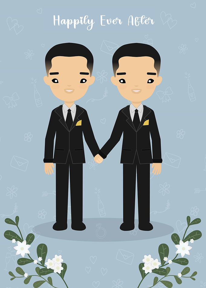 Cute Gay Wedding Illustration