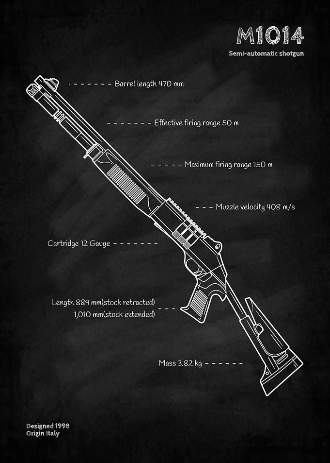 M1014 Shotgun Technical blueprint