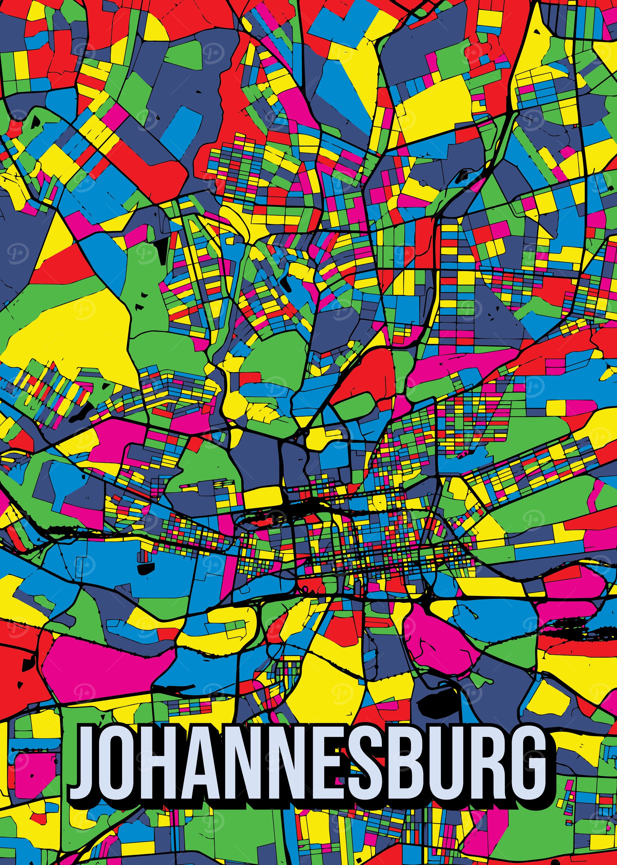 Johannesburg Pop Art City Map