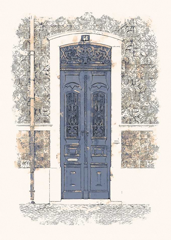 Vintage Blue European Doorway