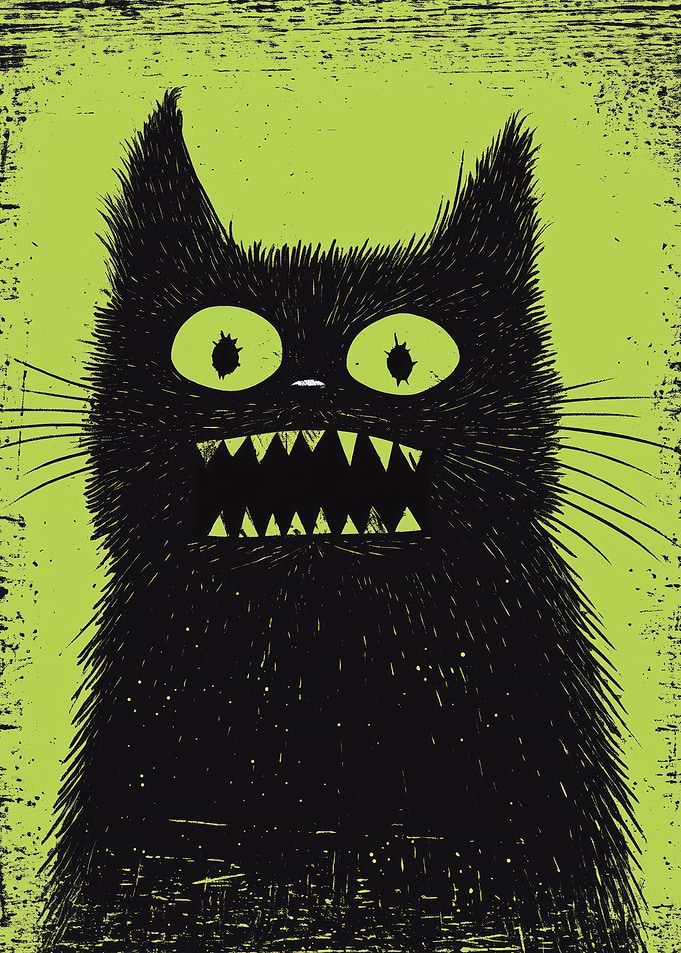 Frightened Black Cat