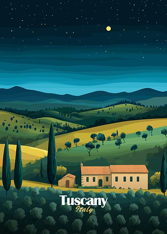 Tuscan Night Landscape