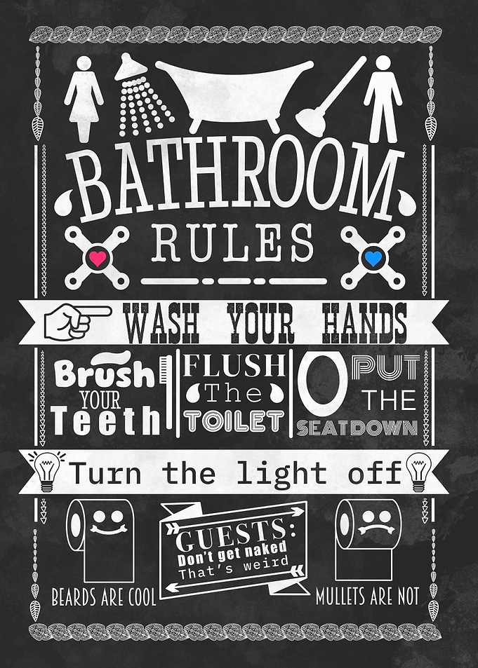 Bathroom Rules Chalkboard Sign