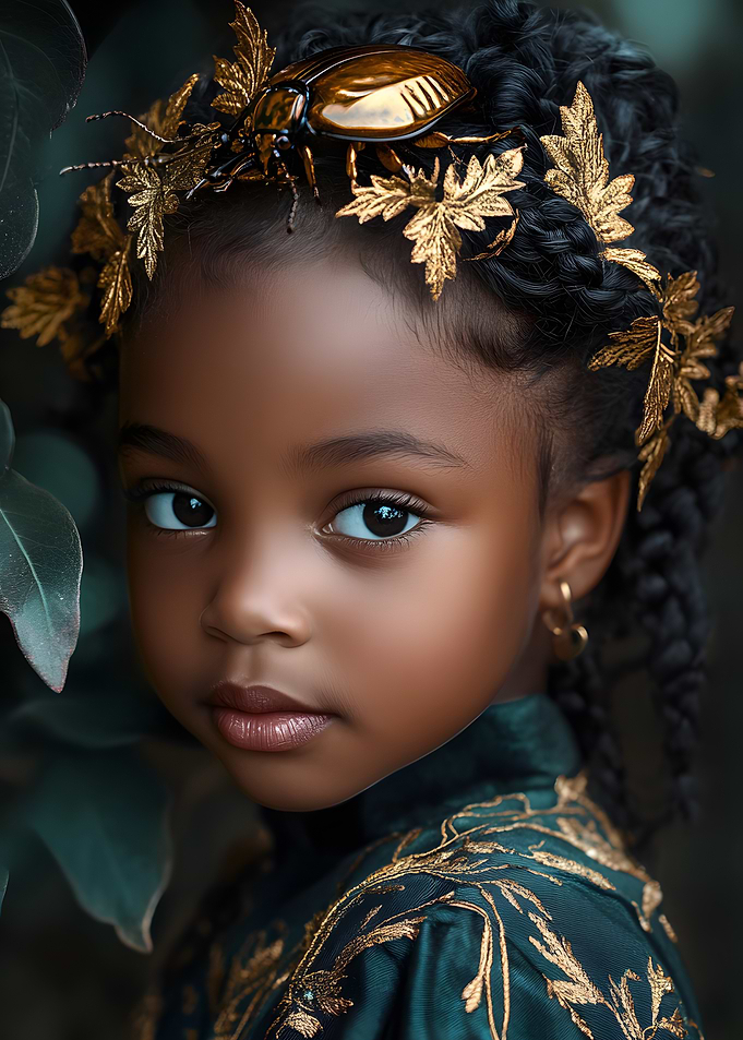 Young Girl with Golden Beetle Crown