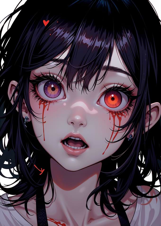 Anime Girl with Blood Tears