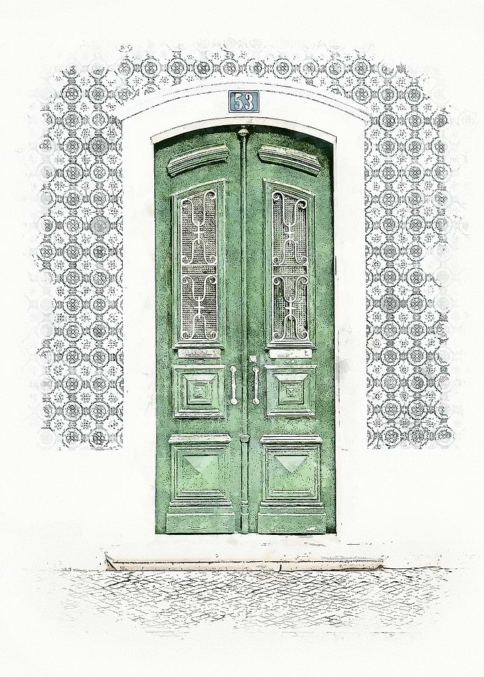 Vintage Green European Doorway