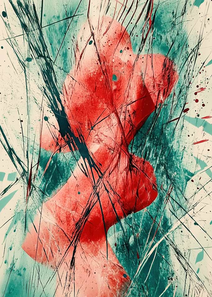 Abstract Red and Green Art