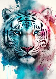 White Tiger Watercolor Artwork