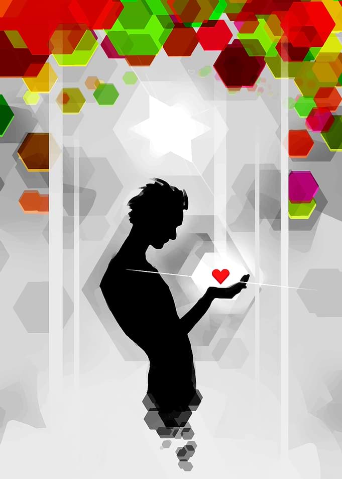 Silhouette Holding Heart