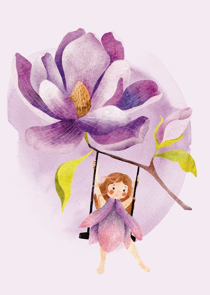 Girl Swinging on Magnolia