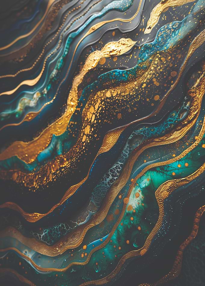 Abstract Gold & Teal Art