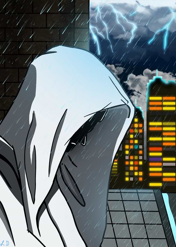 Hooded Figure in Rain