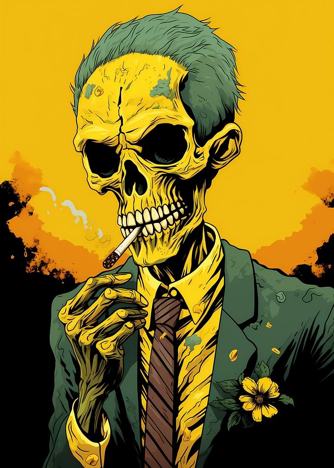 Smoking Skull in Suit