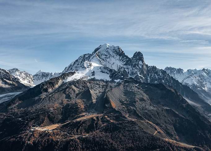 Snowy Mountain Peak in Chamonix Mont-blanc