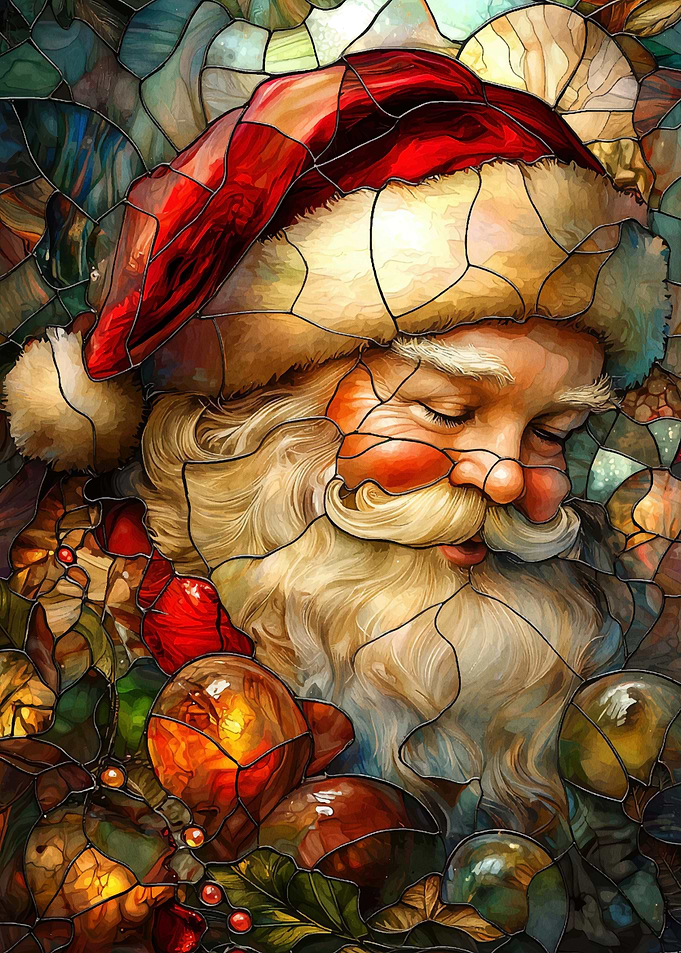 Stained Glass Santa