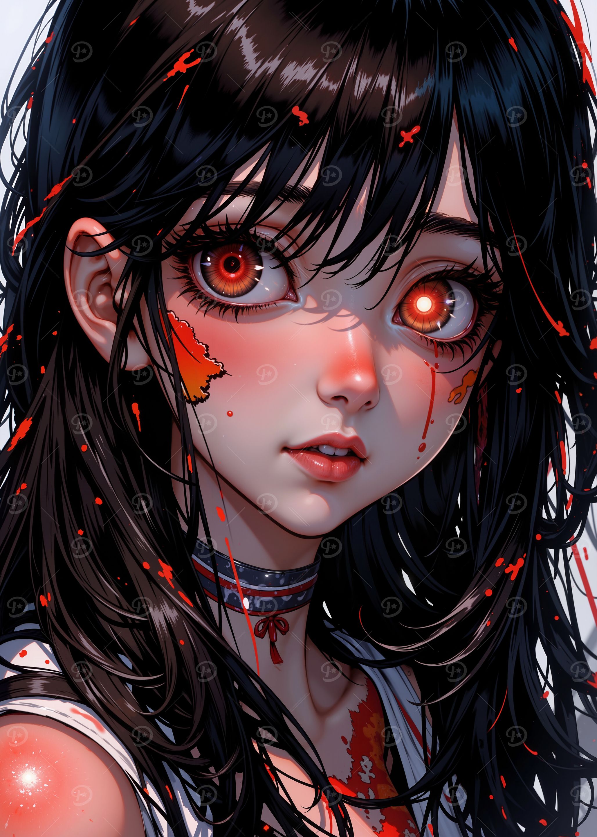 Anime Girl with Red Eyes