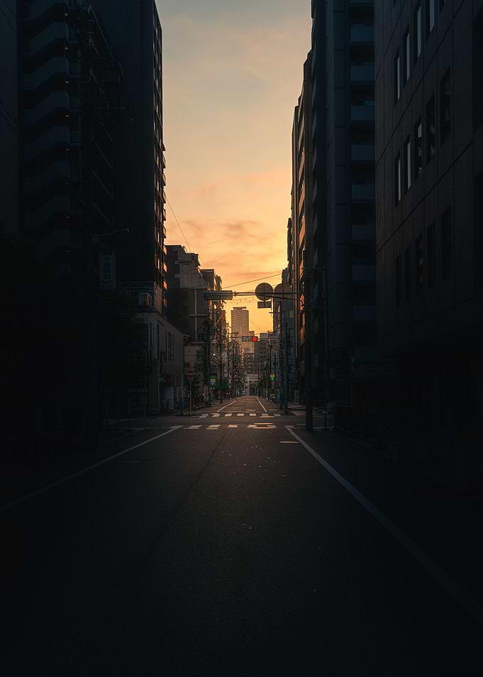 Empty Street at Sunset