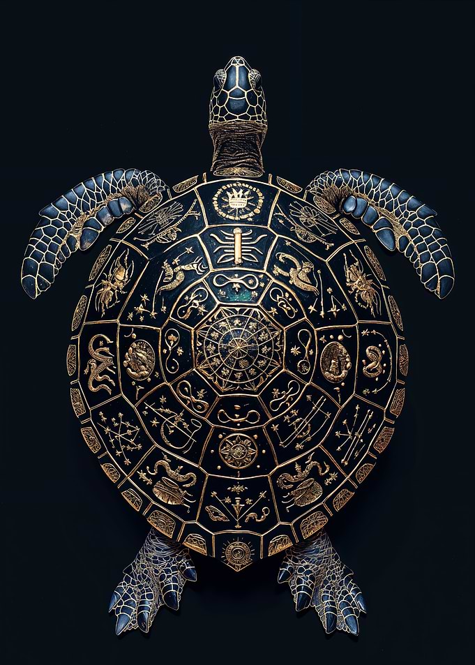 Golden Turtle with Symbols