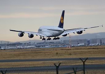 Lufthansa Airbus A380 Landing