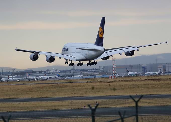 Lufthansa Airbus A380 Landing