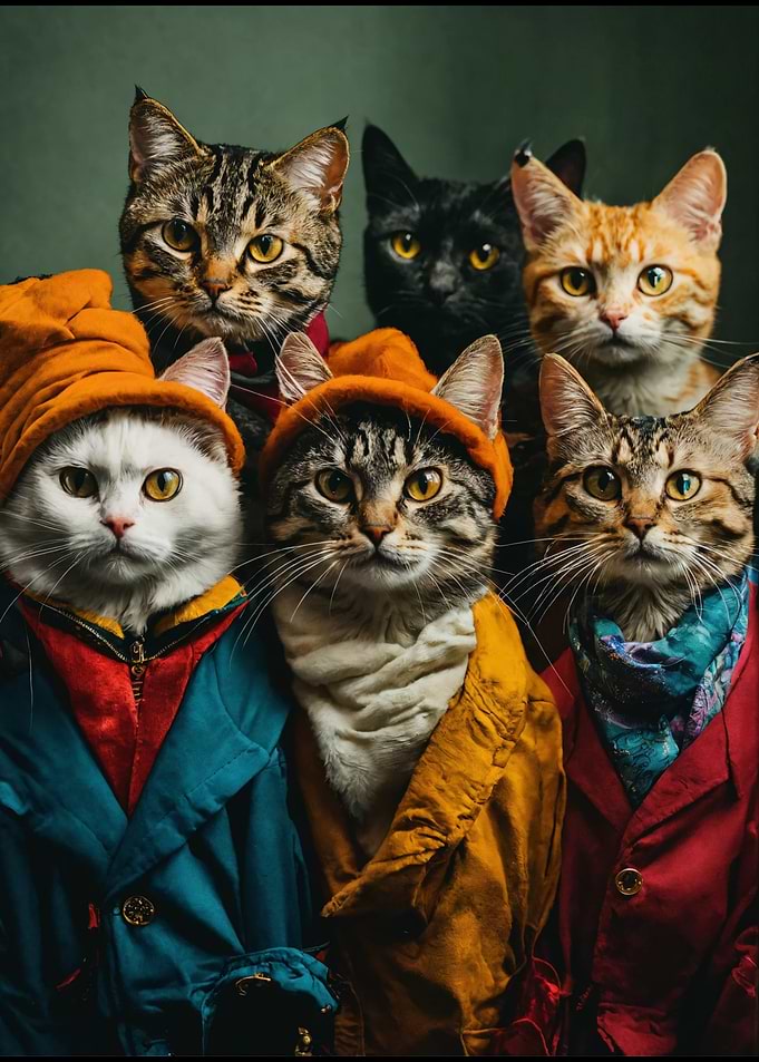 Cats in Coats Portrait
