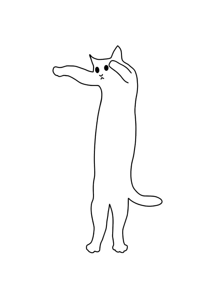 Cat Dabbing Line Art