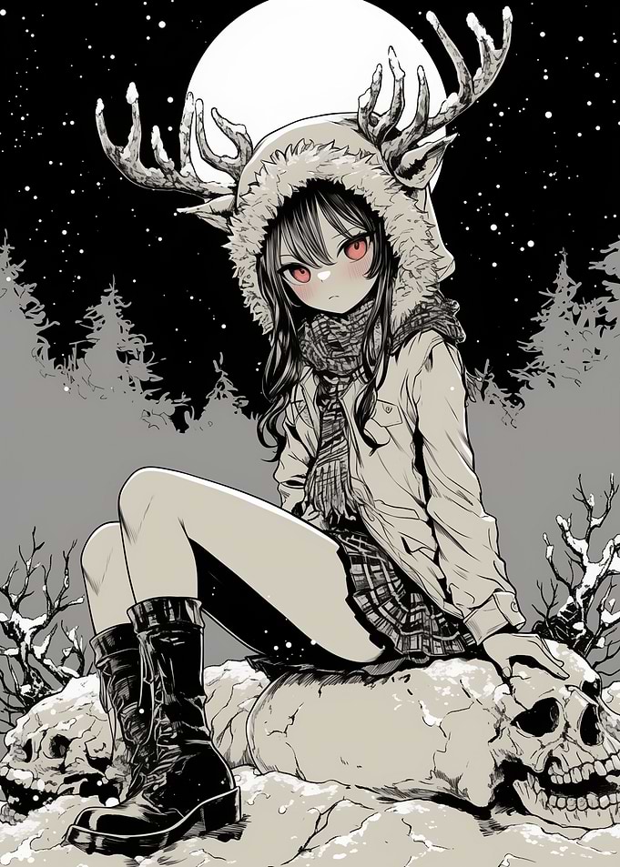 Anime Girl with Deer Antlers