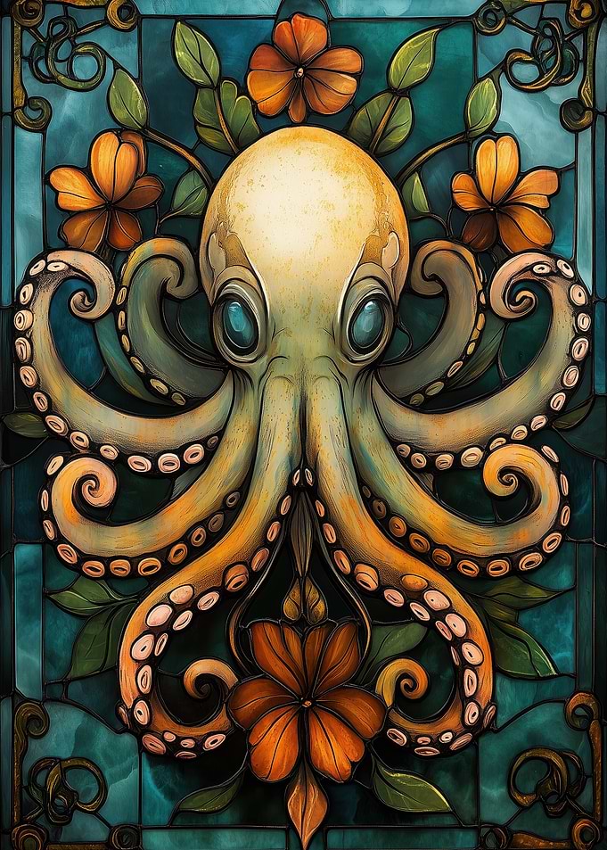 Octopus Stained Glass Art