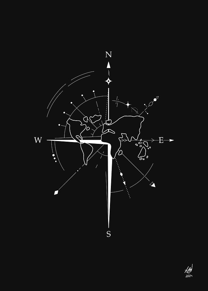 World Compass Minimalist Art