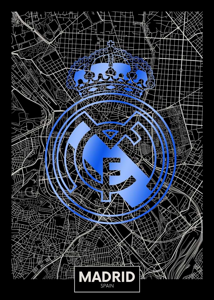 Madrid City Map with Real Madrid Logo