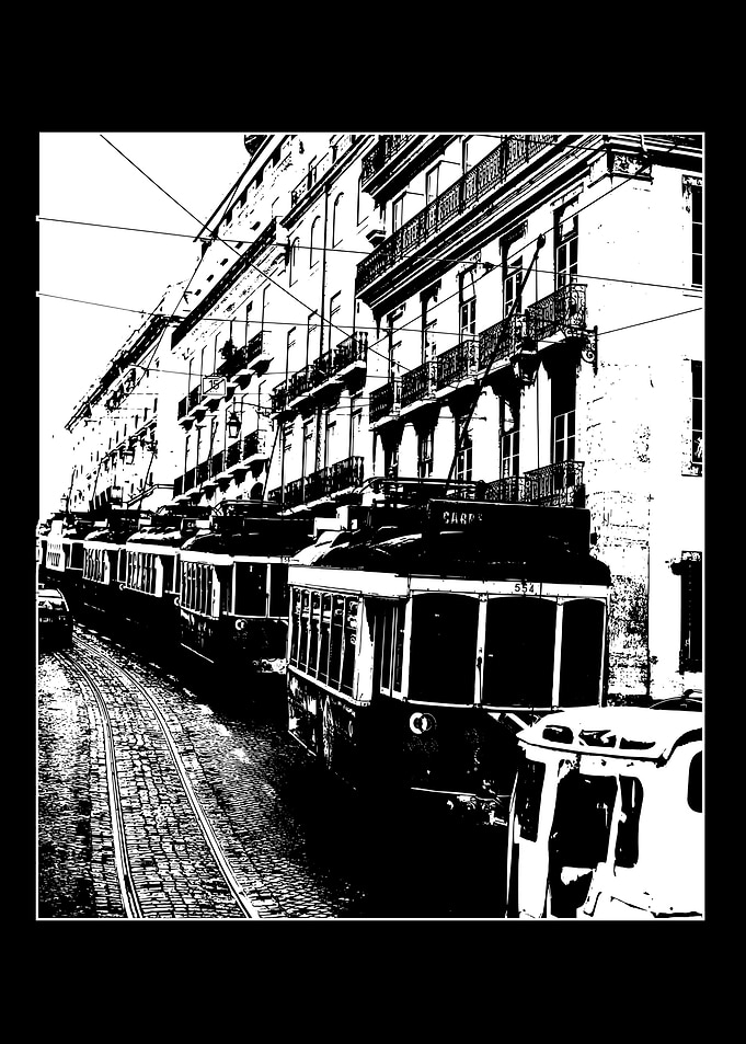 Black and White Tram Street