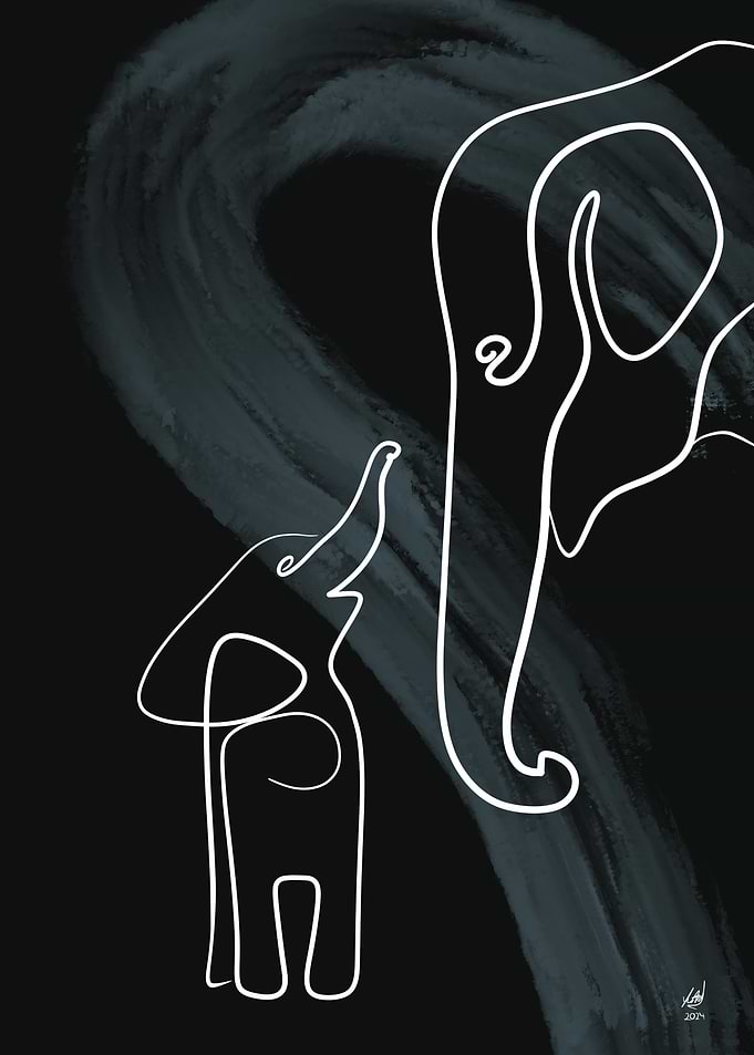 Elephant Line Art