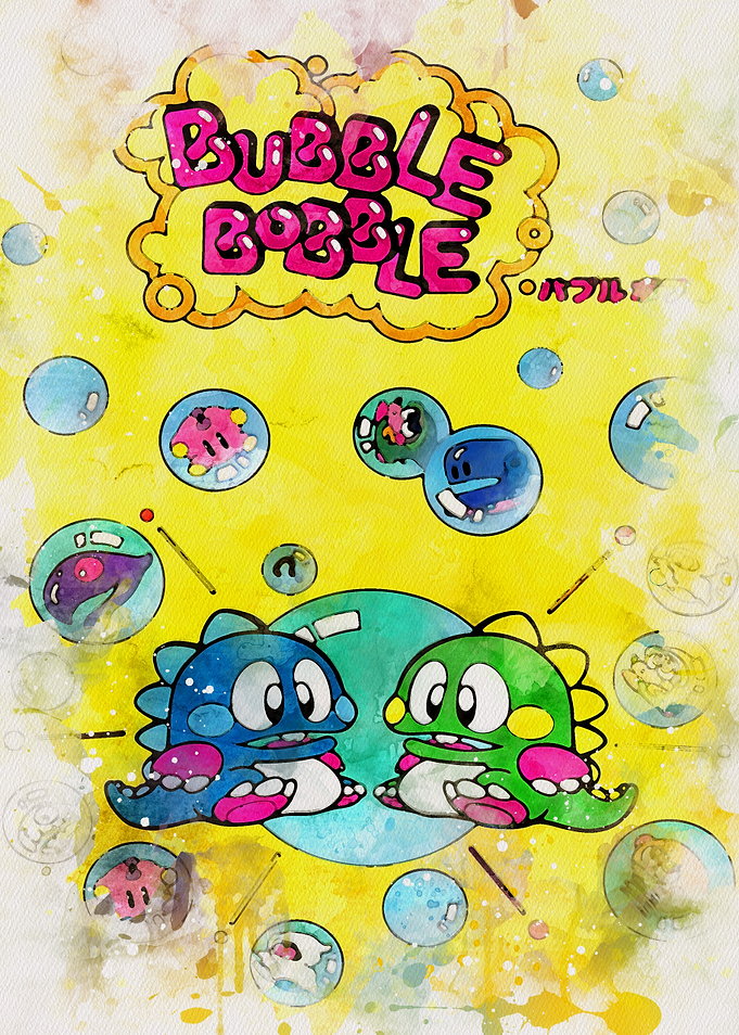Bubble Bobble Watercolor Art
