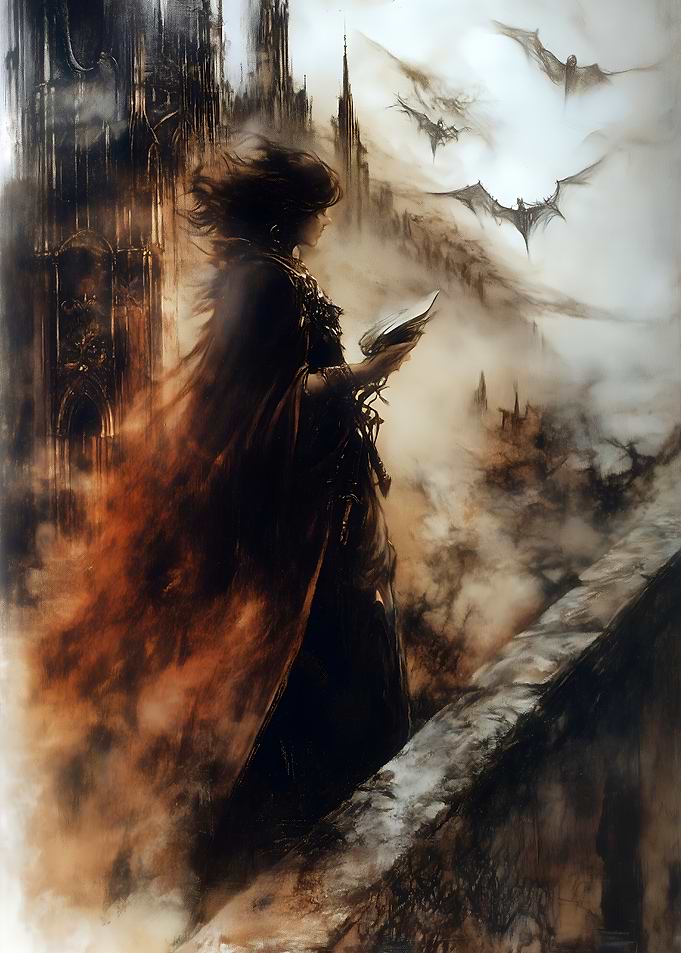 Gothic Figure with Bats