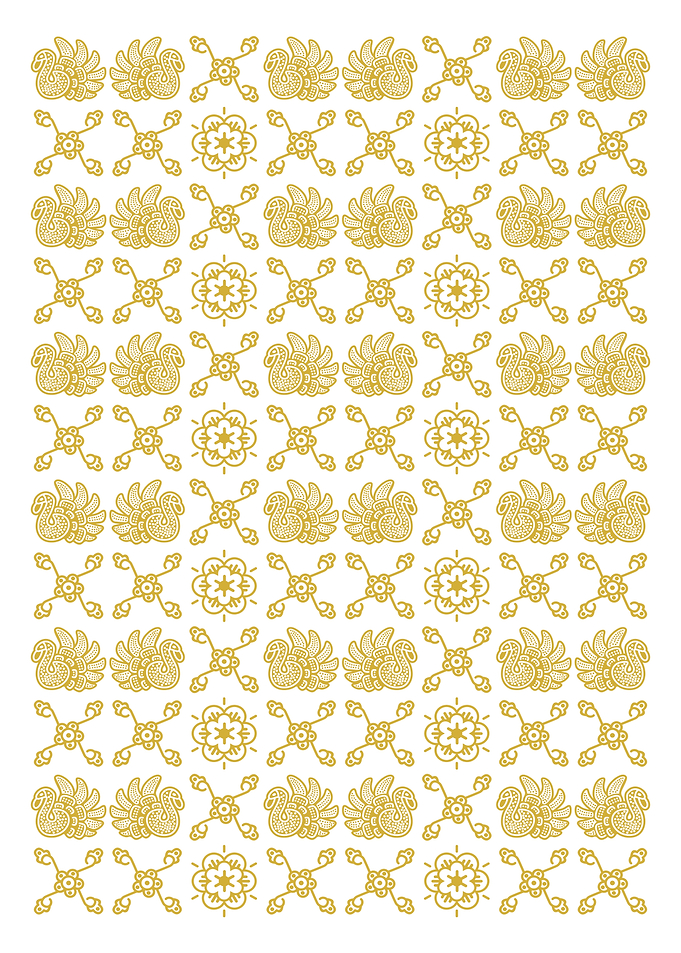 Batik Jambi Gold Floral Pattern