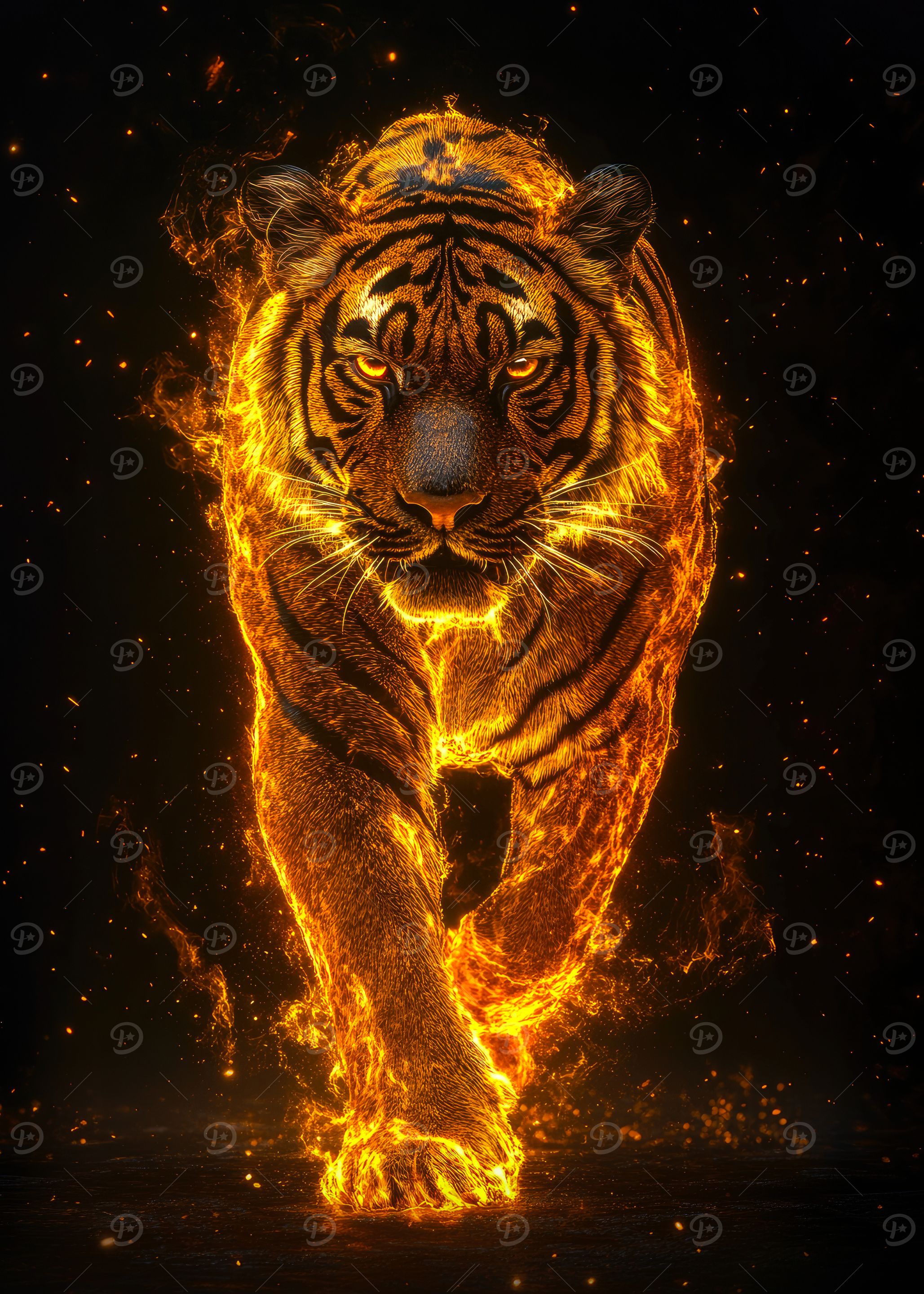 Majestic Tiger in Flames