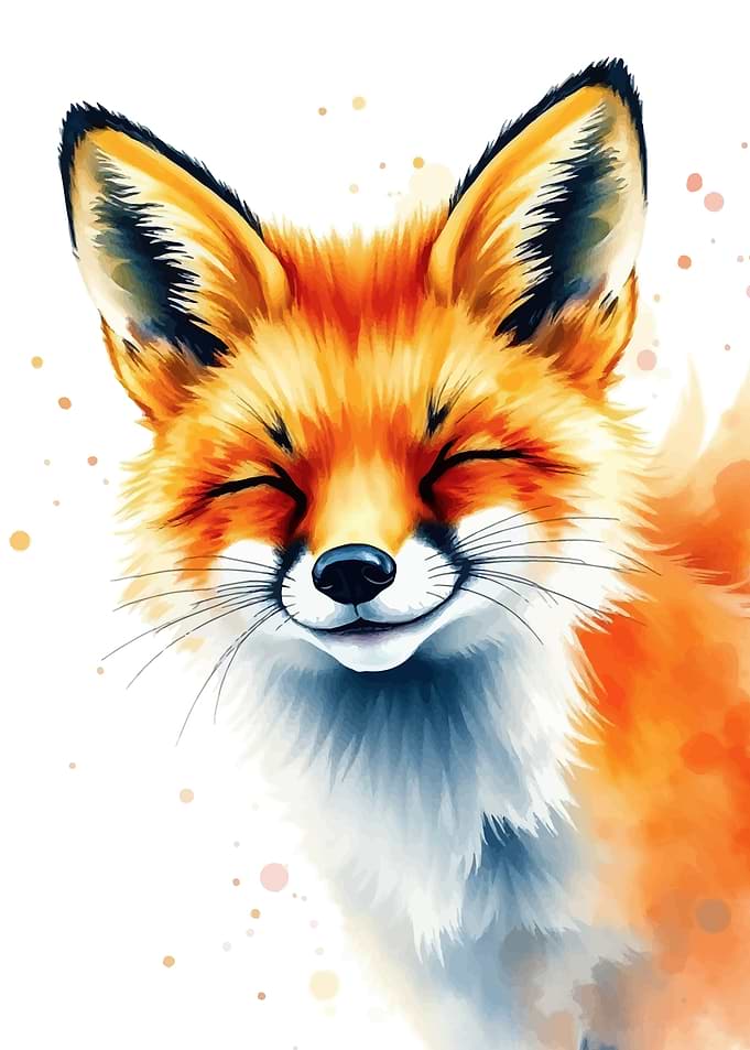 Smiling Fox Watercolor