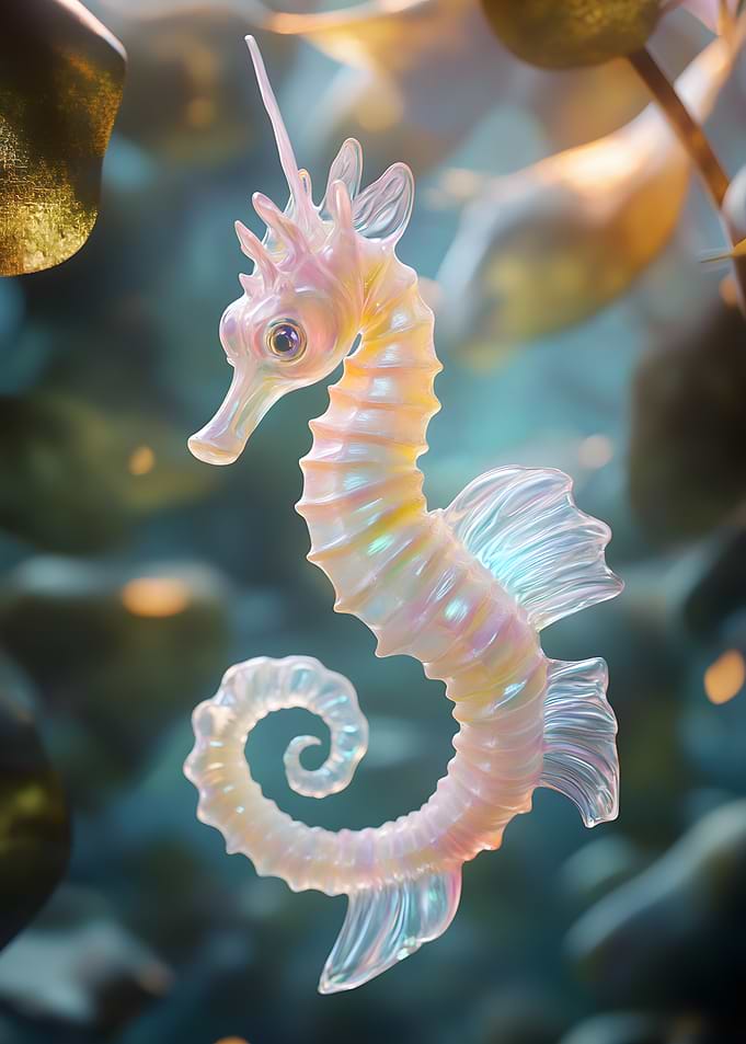 Sea Horse with Iridescent Scales