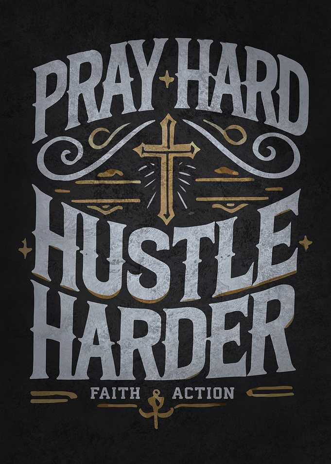 Pray Hard Hustle Harder - Faith Motivational