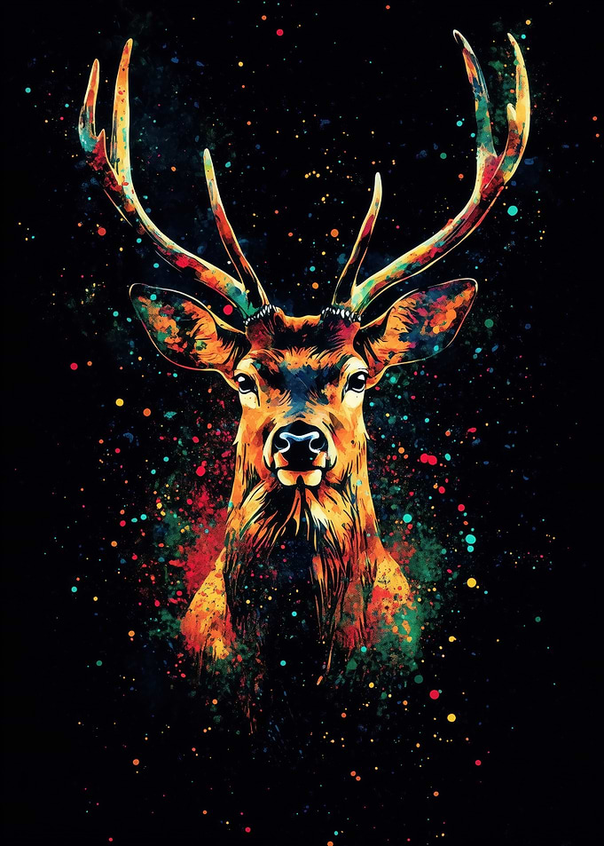 Colorful Deer Portrait