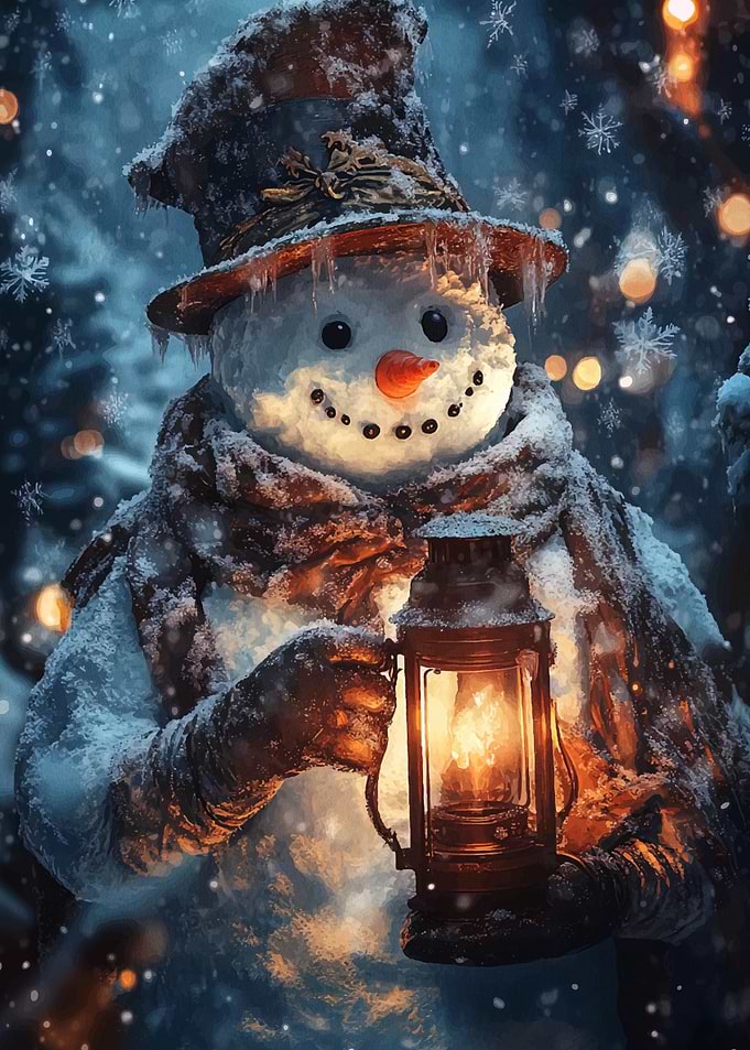 Snowman with Lantern