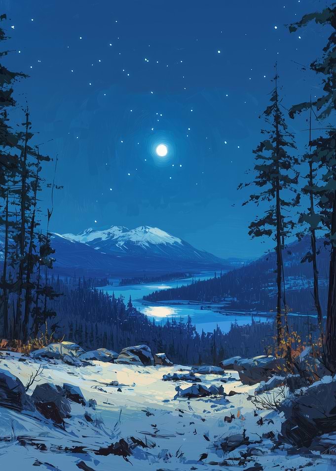 Snowy Mountain Night