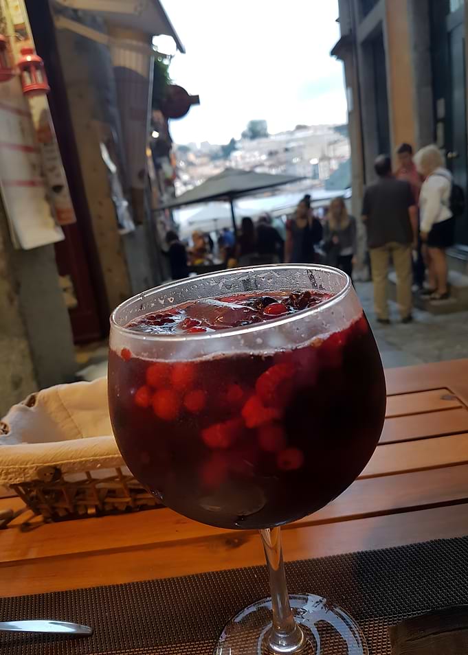 Red Wine Sangria with Berries in Porto