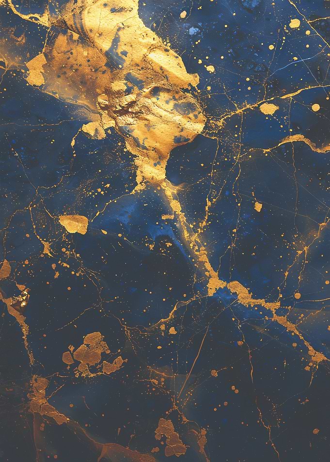 Gold and Blue Abstract Art